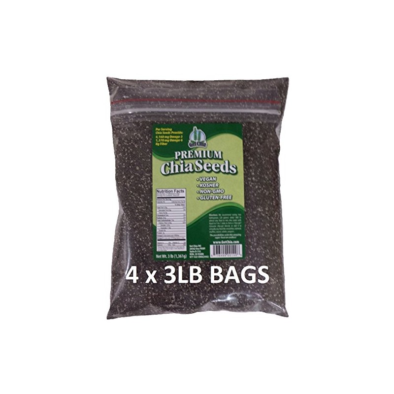 Get Chia Brand BLACK Chia Seeds - 12 TOTAL POUNDS