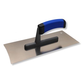 DEWEPRO Drywall smoothing trowel concave including Knauf Kurt joint cover strips, 75 m, smooth trowel with 2 concave sides, stainless steel with rounded corner