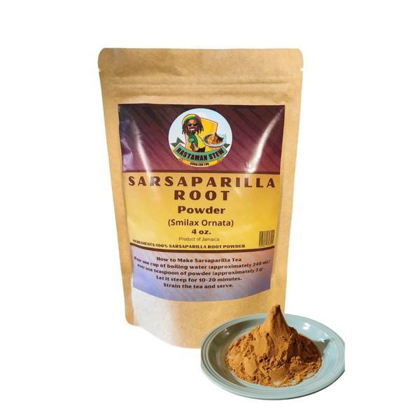 RastaMan Stew Jamaican Sarsaparilla Root Powder 113 Gram - Organic Bark Tea Plant Based Powder - Rich in Antioxidants - No Added Preservative (4oz)