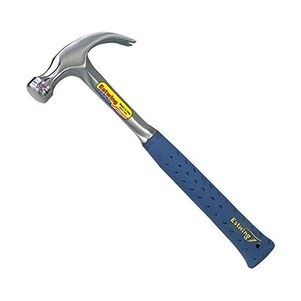 Estwing E3-12C 12 Oz Curve Claw Hammer With Blue Vinyl Shock Reduction Grip, Silver