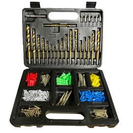 der kleine Handwerker Titanium HSS Drill Bit Set 300 Pieces with Metal Drills, Wood Drills, Masonry Drills, Titanium Mills, Dowels, Screws and Bit Holder