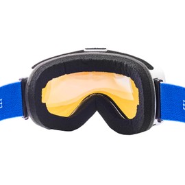 Black Crevice Ski Goggles with Spherical Lenses White/Blue Revo