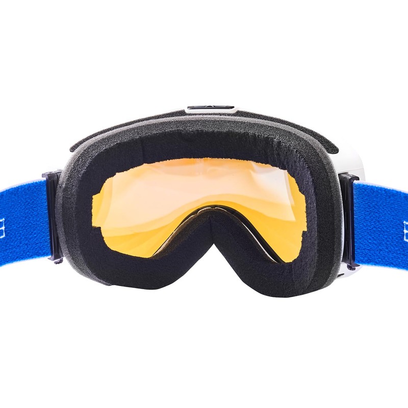 Black Crevice Ski Goggles with Spherical Lenses White/Blue Revo