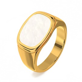 YeGieonr Shell Gold Signet Rings for Women, Non-Tarnish Stainless Steel Rings with 18K Gold Plated, Chunky Statement Thumb Ring for Women, Girls