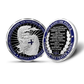 St Michael Police Challenge Coin, Saint Michael Police Officers Prayer Coin Thin Blue Line Law Enforcement Challenge Coins Thank You Coin Collectible Gift