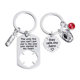 BAUNA Firefighter Gifts for Men The Only Fire You Can't Put Out is The One You Started in My Heart Firefighter Keychain Set Firemans Wife Gift (Firefighter Keychain Set)