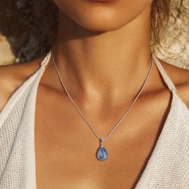 COAI Women's Lucky Necklace Made of Gemstones Tears of Angel Pendant, Kyanite, Cyanite
