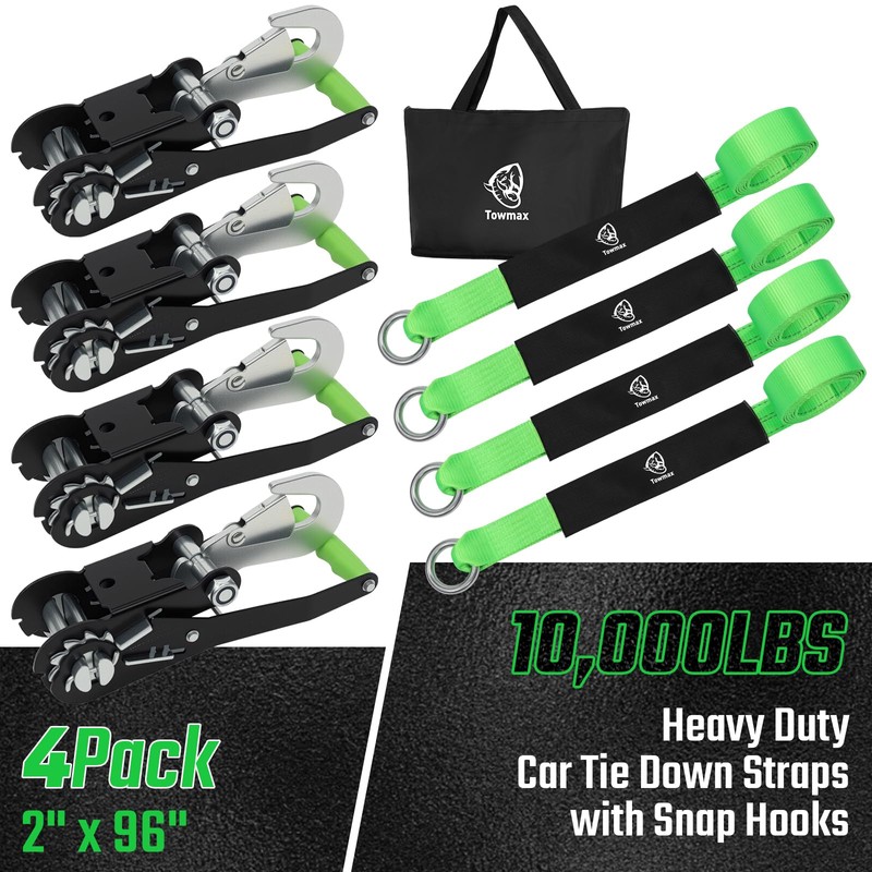 Towmax 4 Pack Car Tie Down Straps for Trailers -