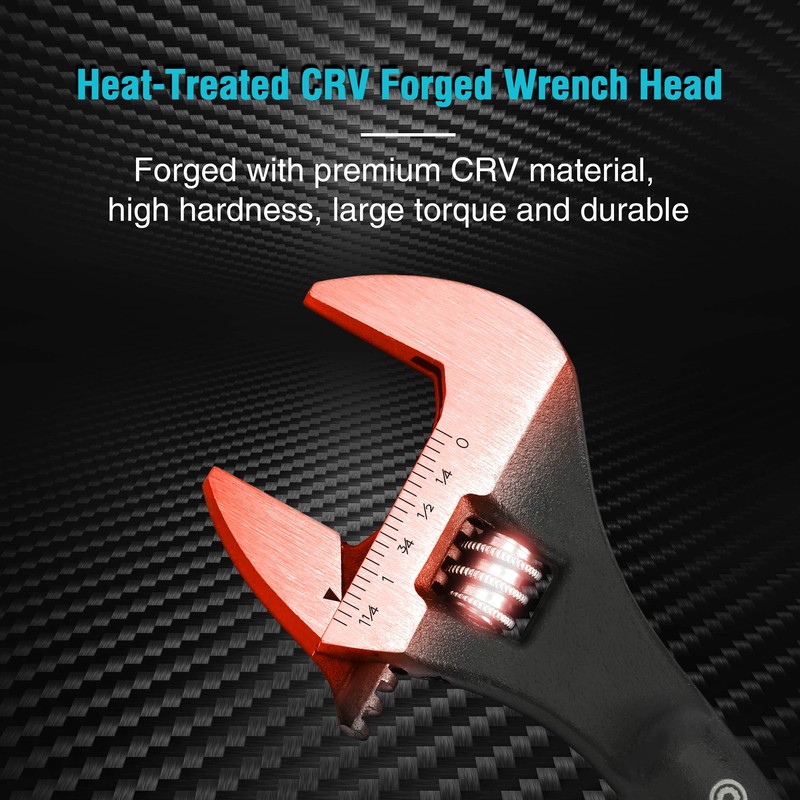 DURATECH 10-Inch Adjustable Construction Spud Wrench, Black Oxide Finish, CR-V