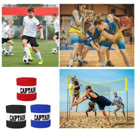 3PCS Captains Armband Adjustable Football Captain Arm Band Kids Multicolor Elastic Sports Arm Band Captain Armbands Arm Bands for Football Training, Adult & Youths