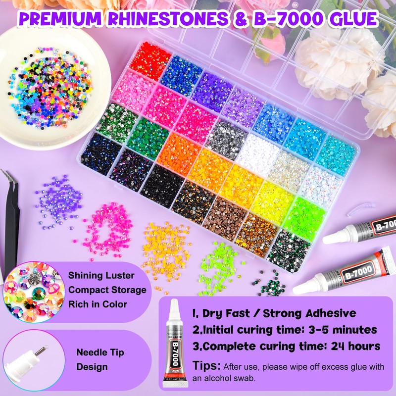 NEBURORA 30000 Pcs 28 Colors Resin Jelly Rhinestones for Bedazzling
