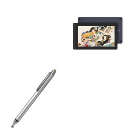 BoxWave Stylus Pen Compatible with Huion Kamvas Pro 16 (2021) - DualTip Capacitive Stylus, Fiber Tip Disc Tip Capacitive Stylus Pen - Metallic Silver