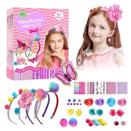 Kit de Fabricación de Diademas para Niñas : MECOL 10PCS Manualidades para Niñas, Haz Tus Propias Diademas de Moda,Set de Accesorios para el Pelo DIY,Juguetes Regalo Cumpleaños para Niñas de 4 a 10 Años
