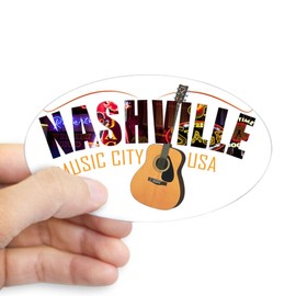 CafePress Nashville TN Music City USA Sticker Oval Bumper Sticker, Euro Oval Car Decal