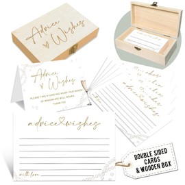 LeFohLon Advice and Wishes Cards with Box - 50 Pcs Minimalism Advice Cards for Wedding, Bridal Shower, Baby Shower, Well Wishes Box for Graduation, Christmas, Birthday Party Decorations -A03