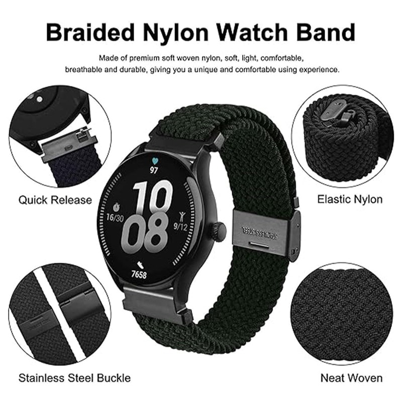 RSYHVG Braided Nylon Watch Straps with Adjustable Buckle, Woven Sport