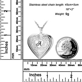 MUERDOU Locket Necklace That Holds Pictures Initial Alphabet Letter Heart Shaped Photo Memory Locket Pendant Necklaces S