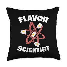 The Chemistry Of Good Eating Fried Egg Bacon Flavor Funny Breakfast Food Science Lover Throw Pillow, 18x18, Multicolor