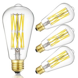 LEOOLS Vintage LED Edison Dimmable 15W Led Filament Light Bulbs ST64 1300 Lumen 4000K Daylight White 100-120 Watt Equivalent,E26 Base Decorative Antique Lamp for Home Bathroom Bedroom 4 Pack