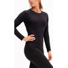 DEVOPS Women's Compression Long Sleeve Athletic Shirts (Medium, Black/Charcoal/Green)