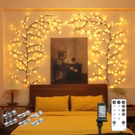 Enchanted Willow Vine Fairy Lights - 7.5Ft Christmas Decorations Twinkling Tree Branch with Remote Control, 144 LEDs Twinkle String Lights for Wall Bedroom Living Room Home Decor (1 Pack)