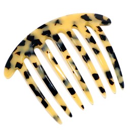 French Amie Handmade White Tokyo Celluloid Acetate 7 Teeth Side Hair Comb Flexible for Women and Girls Paris Stylish Hair Accessories, Made in France