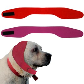 2pcs Dog Ear Covers for Swimming, Ear Protection for Dogs Bathing, Dog Bath Supplies, Ears Wrap for Dogs, Waterproof Ears Covers Swimming Cap, Adjustable Shower Cap, Puppy Swim Cap with (Pink, Red, L)
