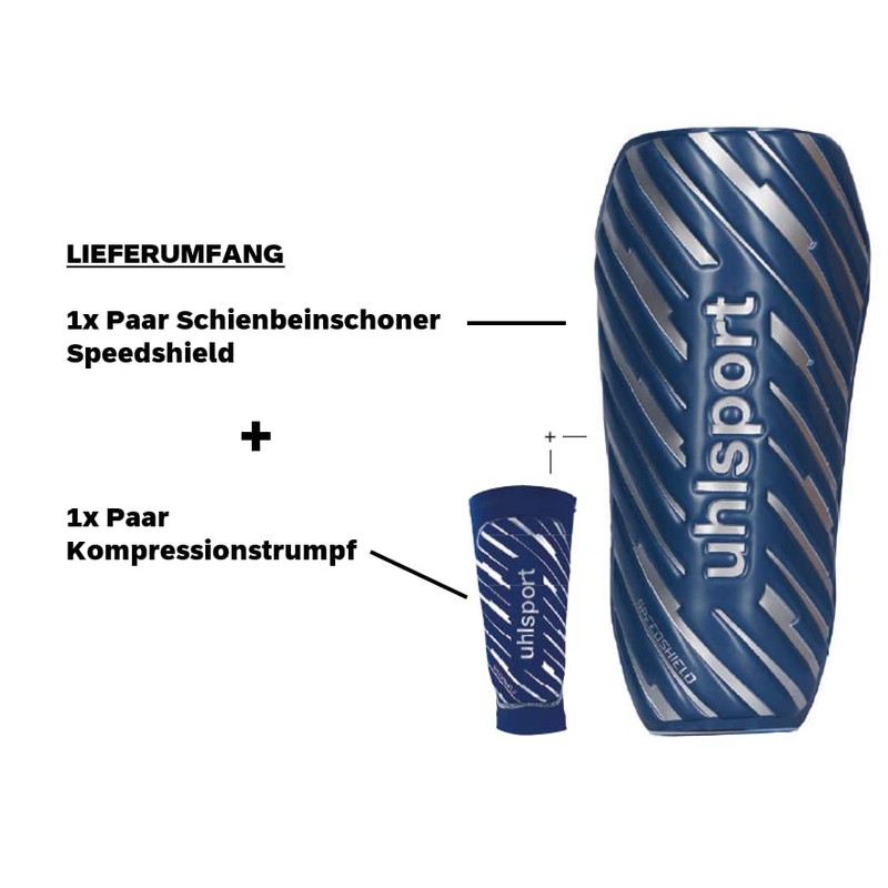 UHLSPORT Unisex - Adult Speedshield Shin Pads, Navy, L
