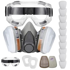 ANUNU Respirator Mask with Filters, Reusable Dust Respirator with Safety Glasses for Painting, Dust, Chemical, Woodworking, Epoxy Resin