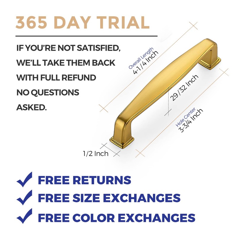 Ravinte 20 Pack Solid 3-3/4 Inch Cabinet Handles - Brushed