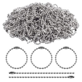 LIKENNY Ball Chain with Connector, Key Chain, Key Chain, Total Length Approx. 4.7 inches (12 cm), Ball Diameter Approx. 0.08 inches (2 mm), Handmade, DIY Accessory Parts, Handmade Material, Silver 50pcs