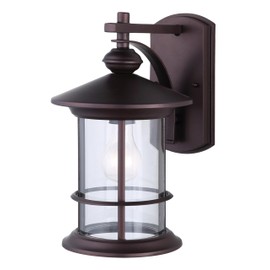 Canarm Treehouse 1-Light Outdoor Lantern, Bronze Finish Wall Mount with Clear Glass, Durable Weather-Resistant Lighting for Patio, Porch or Outdoor Lighting