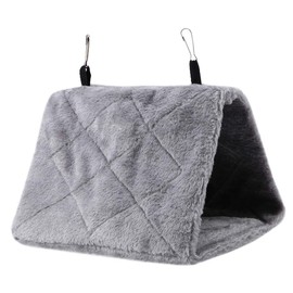 KUIDAMOS Hanging Hammock, Winter Warm Bird Nest House, Happy Hat for Parrot Parakeet, Hanging Tentbird Hammock for Parakeets (S-Grey)