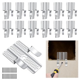 moonoom 12 Pack Drywall Repair Clips, 1/2 inch Drywall Fastener Clip with 24 Screws, Stainless Steel Wall Patch Clips for Damaged Walls Repairing