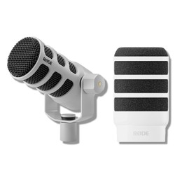 Rode PodMic (White) Cardioid Dynamic Broadcast Microphone with WS14 PodMic Pop Filter - White