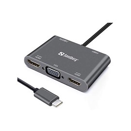 Sandberg USB C Dock 2xHDMI 1xVGA USB PD