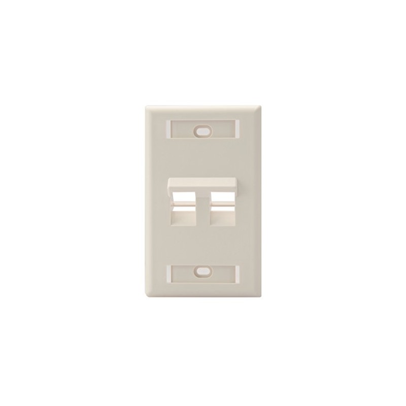Leviton 42081-2TS 2-Port Angled QuickPort Wallplate with ID Windows, Light