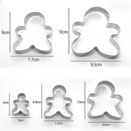 Gingerbread Men Set of 5 Cookie Cutter Set 4” Large Shape Cookie Cutter Mold - 18/0 Stainless Steel