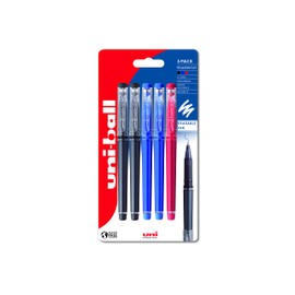 uni-ball UF-222-07 Erasable Rollerball Gel Pens. Premium 0.7mm Ballpoint Tip for Super Smooth Writing, Drawing & Colouring. pack of 5 Blk/Blu/Red