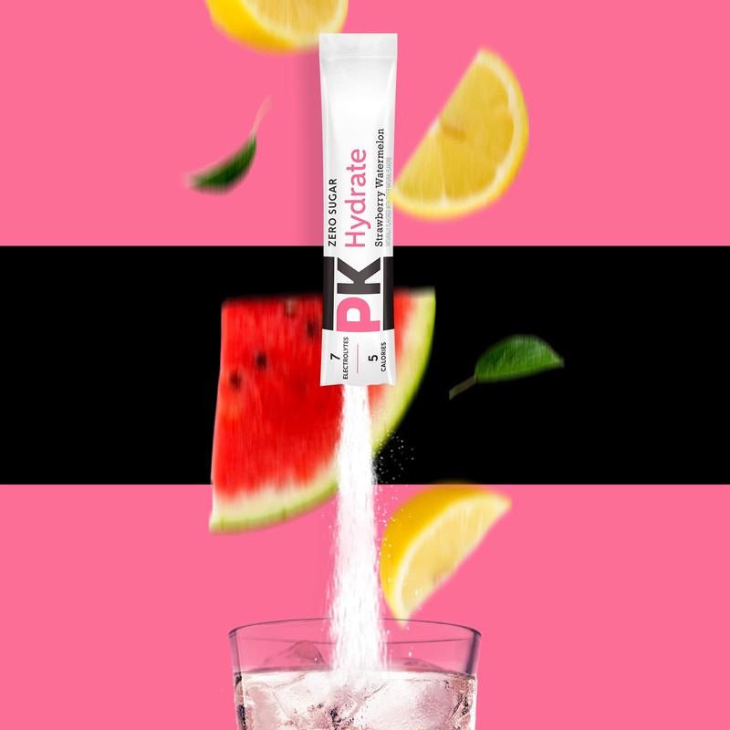 PURE KICK Hydration Singles To Go Drink Mix, Strawberry Watermelon,