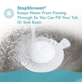 StopShroom Tapón universal definitivo para desagües de tina, baño y fregadero de cocina (blanco)