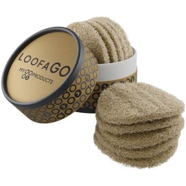 myGOproducts LoofaGO All-purpose Natural Loofah Scrub Sponges, Biodegradable, Eco-friendly for Kitchen, Shower, Bath, Skin, Facial, Body, and More (Pack of 10)
