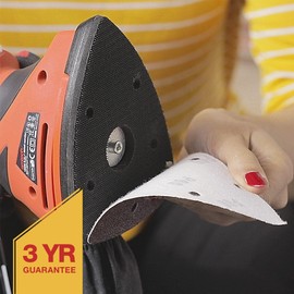 Amtech V4025 P80 Grit Hook and Loop Delta Sheets 10 Piece Set, 140mm x 140mm x 100mm Triangle Sanding Paper, 240 V, Clear, 140 x 140 x 100mm