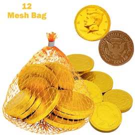 Fruidles Coins in Mesh Bags, 10 Half-Dollar Gold Coins, 18oz (12 Mesh Bags)