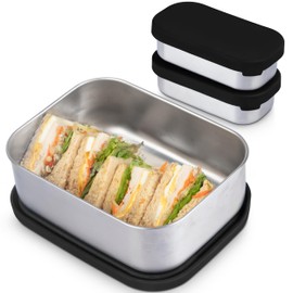 Modaniam Flexi Bento - Leak proof stainless steel containers for snacks/small meal/Bento Lunch box - Adults, Durable, 1200 ml per set (Black)-Eco-Friendly Meal Storage Solution