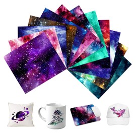 HTVSTD Galaxy Sublimation Transfer Ink Sheets- 12 Pcs 12" x 10" Space Stars Patterned Sublimation Transfer Paper for Tumbler Mugs DIY Sublimation Patterned Paper Compatible with Cricut/Cameo