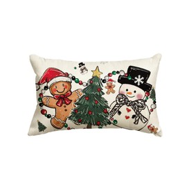 AVOIN colorlife Snowman Christmas Tree Gingerbread Man Throw Pillow Cover, 12 x 20 Inch Seasonal Winter Holiday Cushion Case Decoration for Sofa Couch