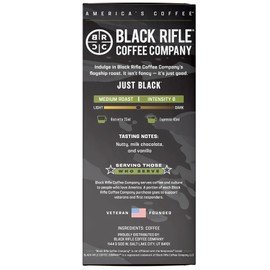 Black Rifle Coffee Company 30ct Just Black Espresso Capsules – Medium Roast, Nutty, Milk Chocolate & Vanilla, OriginalLine Compatible