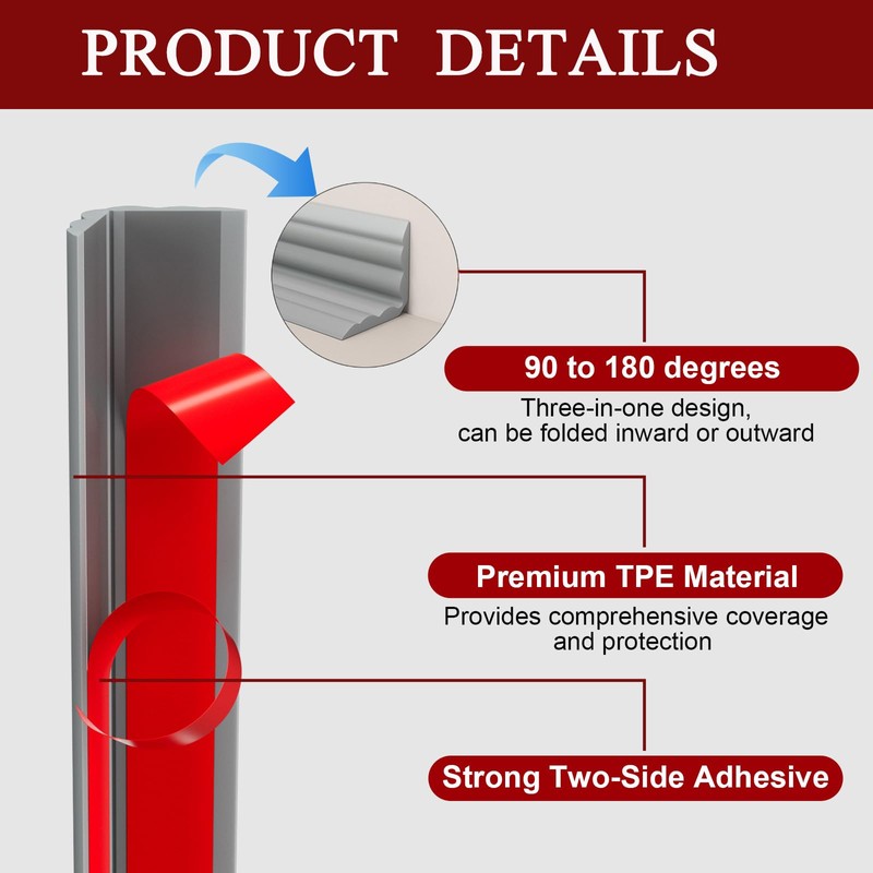 Duzzy Wall Corner Protector Trim, 40 Feet Flexible Inside &