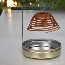 MIJOMA Natürliche Zitronengras Citronella Räucherspirale - 3 Spiralen in Metalldose mit Halterung, je 8 Std Brenndauer, Ideal für Innen, Garten, Terrasse, Camping